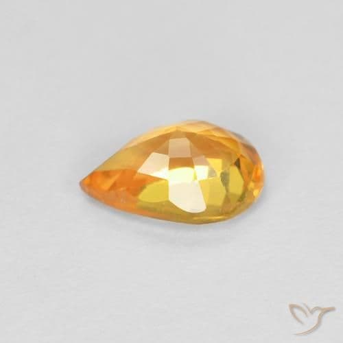 0.58ct Medium Orange Sapphire, Pear Shape, 6.1x4.1 mm