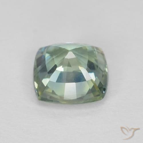 0.81ct Light Sage Green Sapphire, Cushion Cut, 5.1x5.1 mm