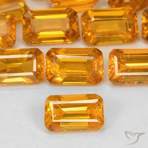 0.43ct Deep Orange-Gold Sapphire, Emerald Cut, 5.1x3.2 mm