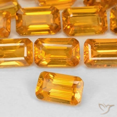 0.43ct Deep Orange-Gold Sapphire, Emerald Cut, 5.1x3.2 mm