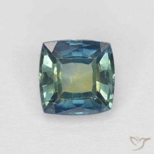 0.71ct Natural Teal Sapphire, Cushion Cut, 4.8x4.8 mm