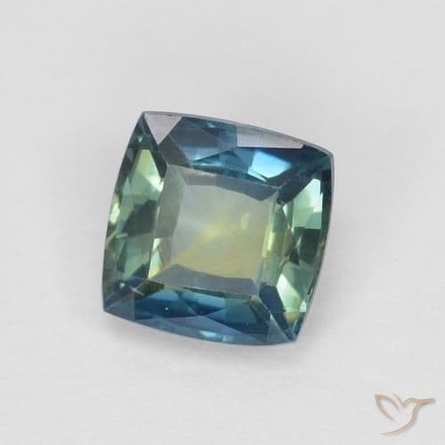 0.71ct Natural Teal Sapphire, Cushion Cut, 4.8x4.8 mm