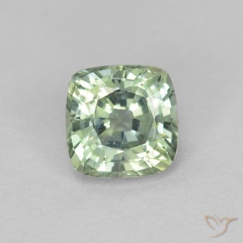 0.81ct Light Sage Green Sapphire, Cushion Cut, 5.1x5.1 mm