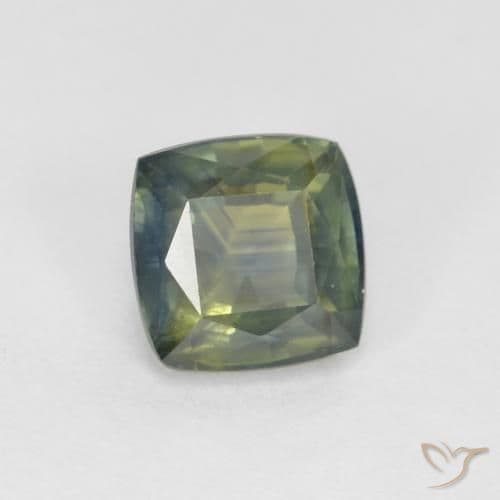 0.97ct Natural Teal Sapphire, Cushion Cut, 5.3x5.2 mm