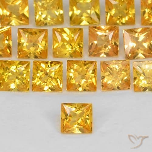 0.06ct Natural Deep Golden Orange Sapphire, Square, 2x2 mm