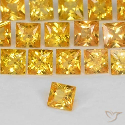 0.06ct Natural Deep Golden Orange Sapphire, Square, 2x2 mm