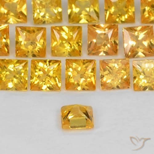 0.06ct Natural Deep Golden Orange Sapphire, Square, 2x2 mm