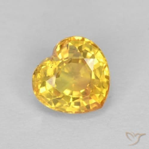 0.71ct Natural Bright Gold Sapphire, Heart Shape, 4.6x4.5 mm