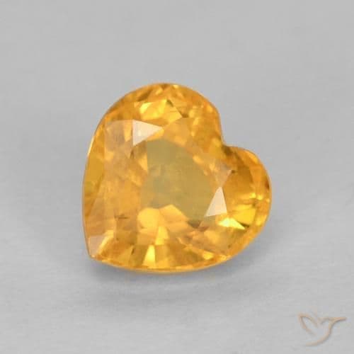 0.71ct Natural Bright Gold Sapphire, Heart Shape, 4.6x4.5 mm