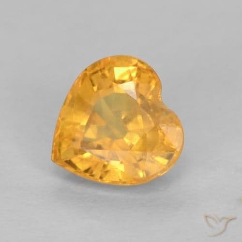 0.51ct Medium Orange Sapphire, Heart Shape, 4.6x4.6 mm