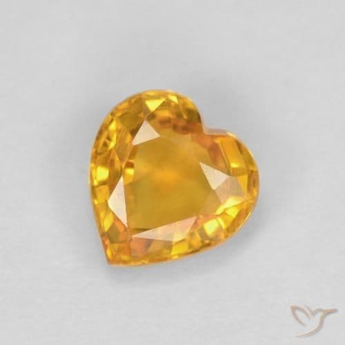 0.42ct Natural Orange-Gold Sapphire, Heart Shape, 4.9x4.7 mm
