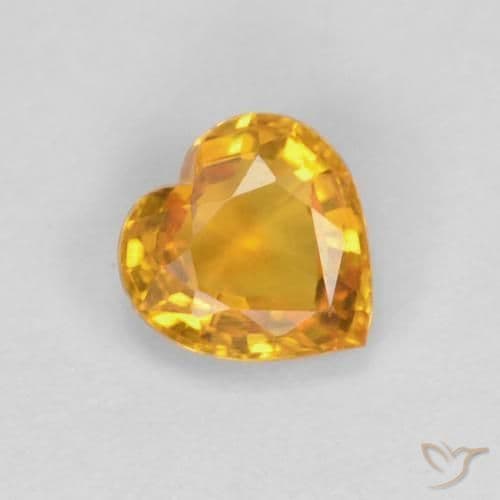 0.48ct Natural Orange-Gold Sapphire, Heart Shape, 4.8x4.7 mm