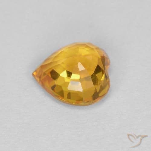 0.48ct Natural Orange-Gold Sapphire, Heart Shape, 4.8x4.7 mm