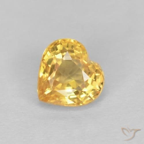 0.44ct Natural Medium Gold Sapphire, Heart Shape, 4.6x4.3 mm