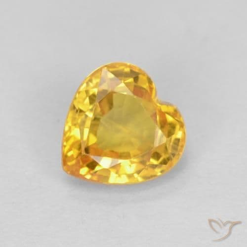 0.42ct Natural Orange-Gold Sapphire, Heart Shape, 4.6x4.4 mm