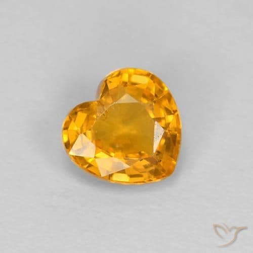 0.45ct Medium Orange Sapphire, Heart Shape, 4.7x4.5 mm