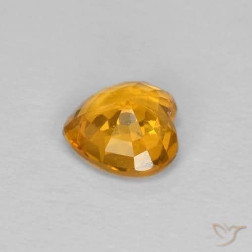 0.45ct Medium Orange Sapphire, Heart Shape, 4.7x4.5 mm