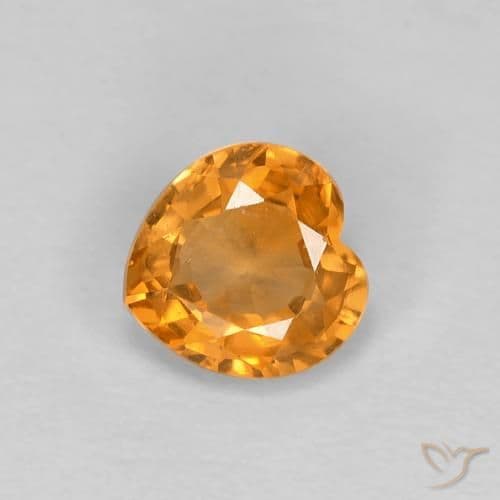 0.49ct Deep Orange-Gold Sapphire, Heart Shape, 4.7x4.6 mm