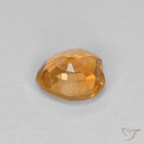 0.49ct Deep Orange-Gold Sapphire, Heart Shape, 4.7x4.6 mm