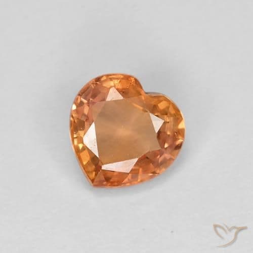 0.41ct Medium Orange Sapphire, Heart Shape, 4.5x4.4 mm