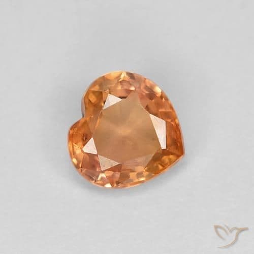 0.44ct Natural Warm Orange Sapphire, Heart Shape, 4.6x4.5 mm