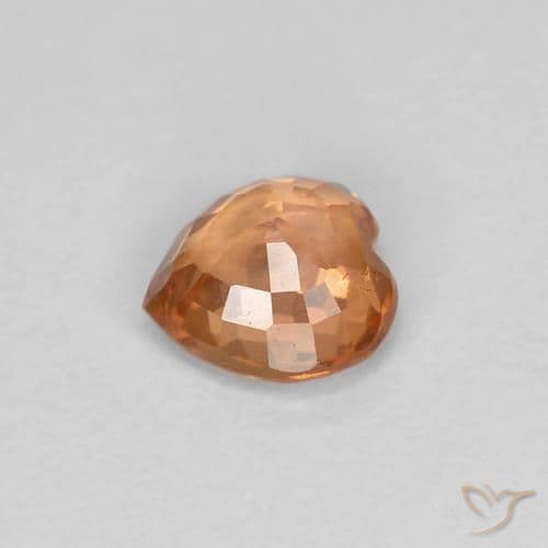 0.44ct Natural Warm Orange Sapphire, Heart Shape, 4.6x4.5 mm