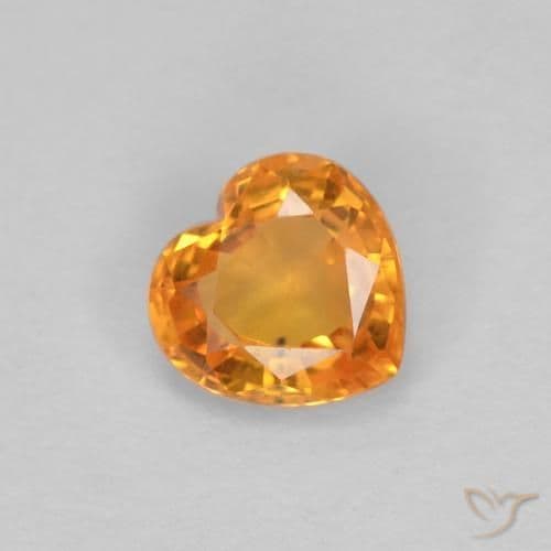 0.41ct Medium Orange Sapphire, Heart Shape, 4.5x4.4 mm