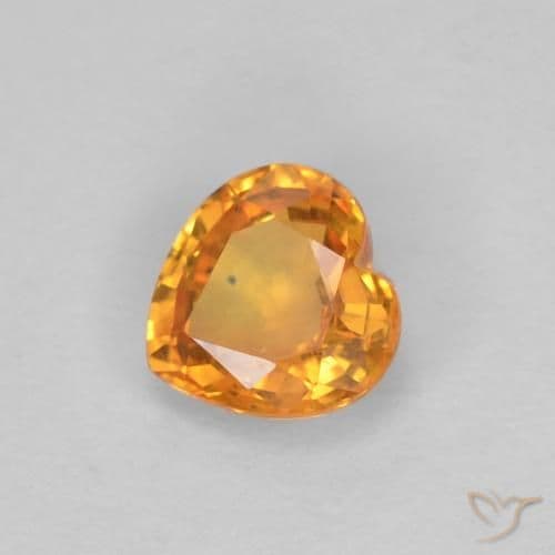 0.45ct Bright Orange Sapphire, Heart Shape, 4.7x4.6 mm