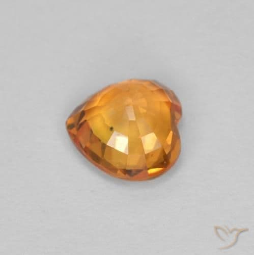 0.45ct Bright Orange Sapphire, Heart Shape, 4.7x4.6 mm