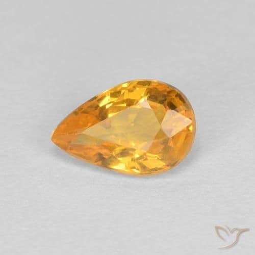 0.47ct Natural Orange-Gold Sapphire, Pear Shape, 5.9x3.9 mm