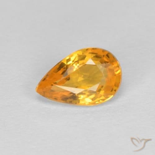 0.47ct Natural Orange-Gold Sapphire, Pear Shape, 5.9x3.9 mm