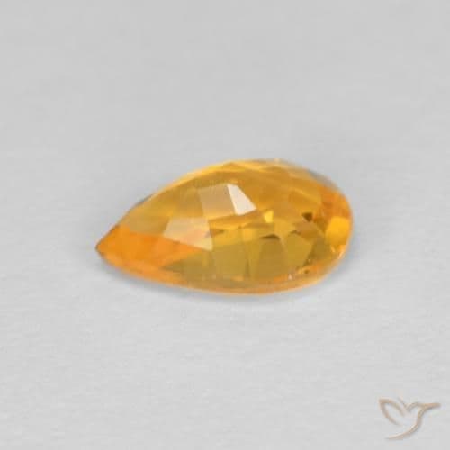 0.47ct Natural Orange-Gold Sapphire, Pear Shape, 5.9x3.9 mm