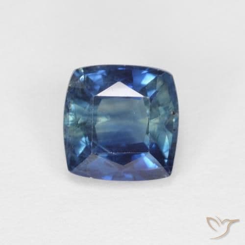 0.97ct Natural Teal Sapphire, Cushion Cut, 5.3x5.3 mm