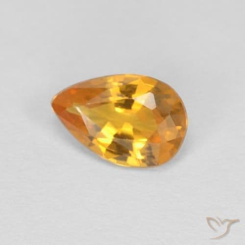 0.42ct Natural Orange-Gold Sapphire, Pear Shape, 5.9x3.9 mm