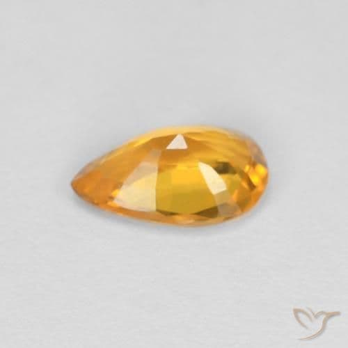 0.42ct Natural Orange-Gold Sapphire, Pear Shape, 5.9x3.9 mm