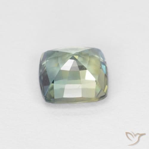0.97ct Natural Teal Sapphire, Cushion Cut, 5.3x5.2 mm