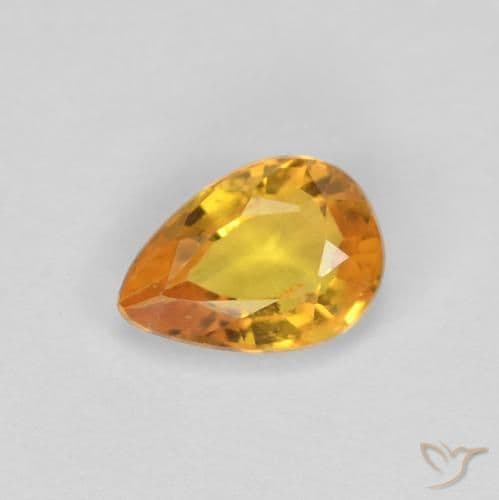 0.46ct Deep Orange-Gold Sapphire, Pear Shape, 5.7x4 mm