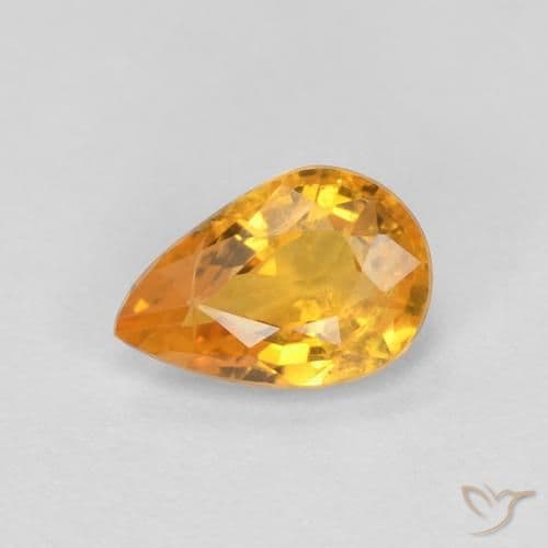 0.54ct Deep Orange-Gold Sapphire, Pear Shape, 6.1x4.1 mm