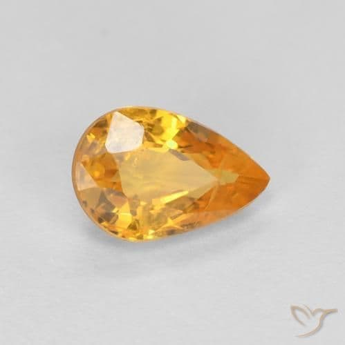 0.54ct Deep Orange-Gold Sapphire, Pear Shape, 6.1x4.1 mm