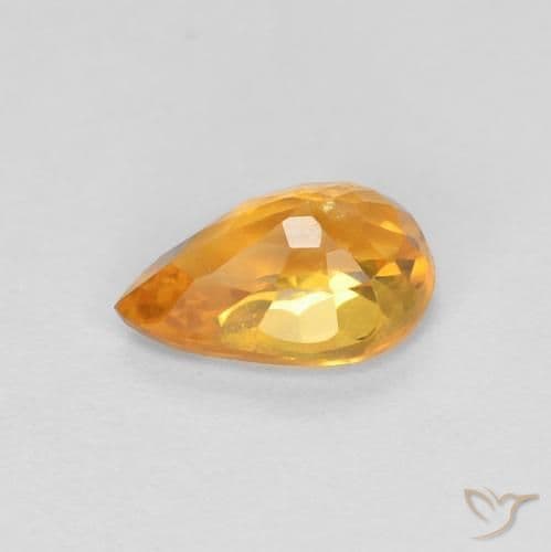 0.54ct Deep Orange-Gold Sapphire, Pear Shape, 6.1x4.1 mm