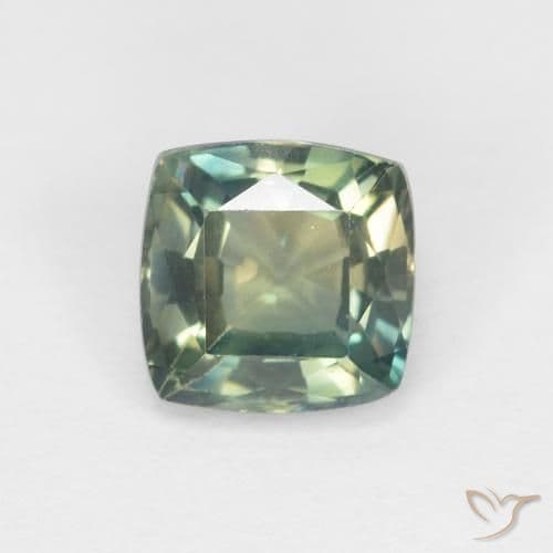 1.15ct Natural Blue-Green Sapphire, Cushion Cut, 5.5x5.5 mm