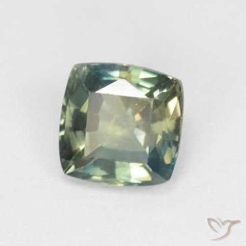1.15ct Natural Blue-Green Sapphire, Cushion Cut, 5.5x5.5 mm