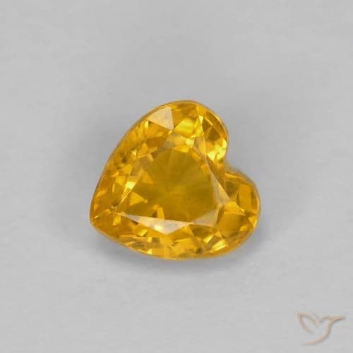 0.59ct Natural Gold Sapphire, Heart Shape, 4.4x4.4 mm