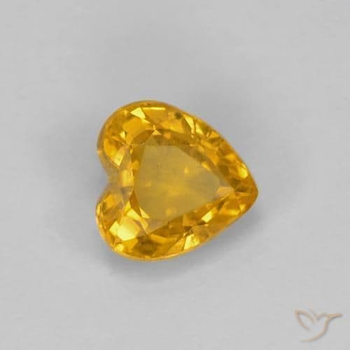 0.51ct Deep Orange-Gold Sapphire, Heart Shape, 4.6x4.5 mm