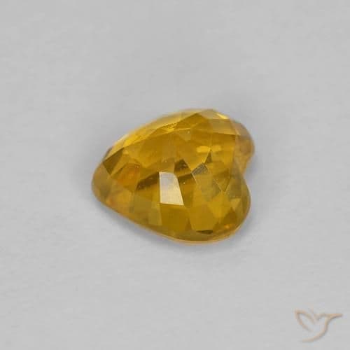 0.51ct Deep Orange-Gold Sapphire, Heart Shape, 4.6x4.5 mm