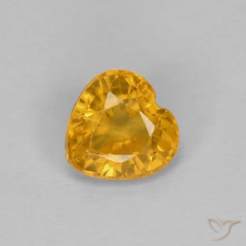 0.37ct Natural Orange-Gold Sapphire, Heart Shape, 4.4x4.4 mm
