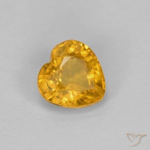 0.47ct Deep Orange-Gold Sapphire, Heart Shape, 4.6x4.5 mm
