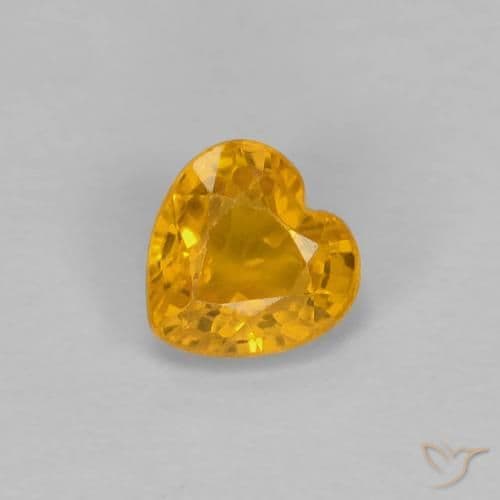 0.40ct Natural Orange-Gold Sapphire, Heart Shape, 4.3x4.2 mm