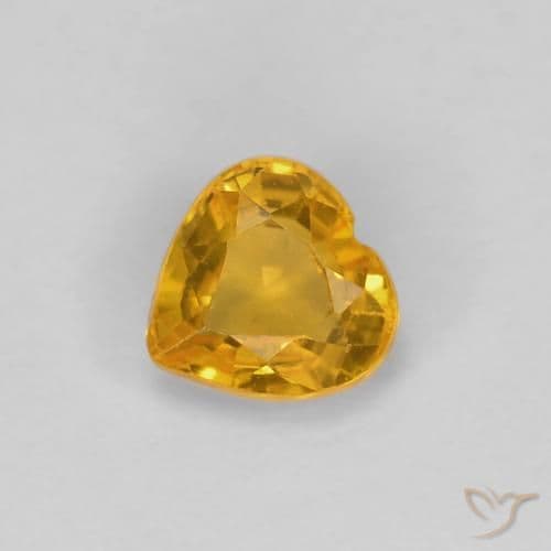 0.44ct Natural Medium Gold Sapphire, Heart Shape, 4.6x4.3 mm