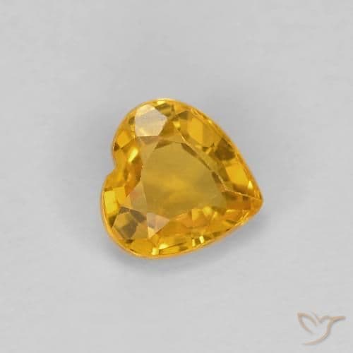 0.48ct Deep Orange-Gold Sapphire, Heart Shape, 4.5x4.5 mm